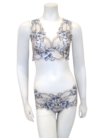 Oh! Zuza 3839 + 3840 Ivory/Blue Lace Bralette Set myselflingerie.com